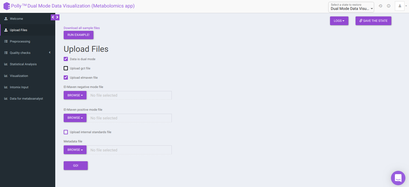 Upload Files interface for dual-mode data