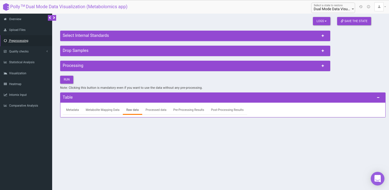 Preprocessing Tab