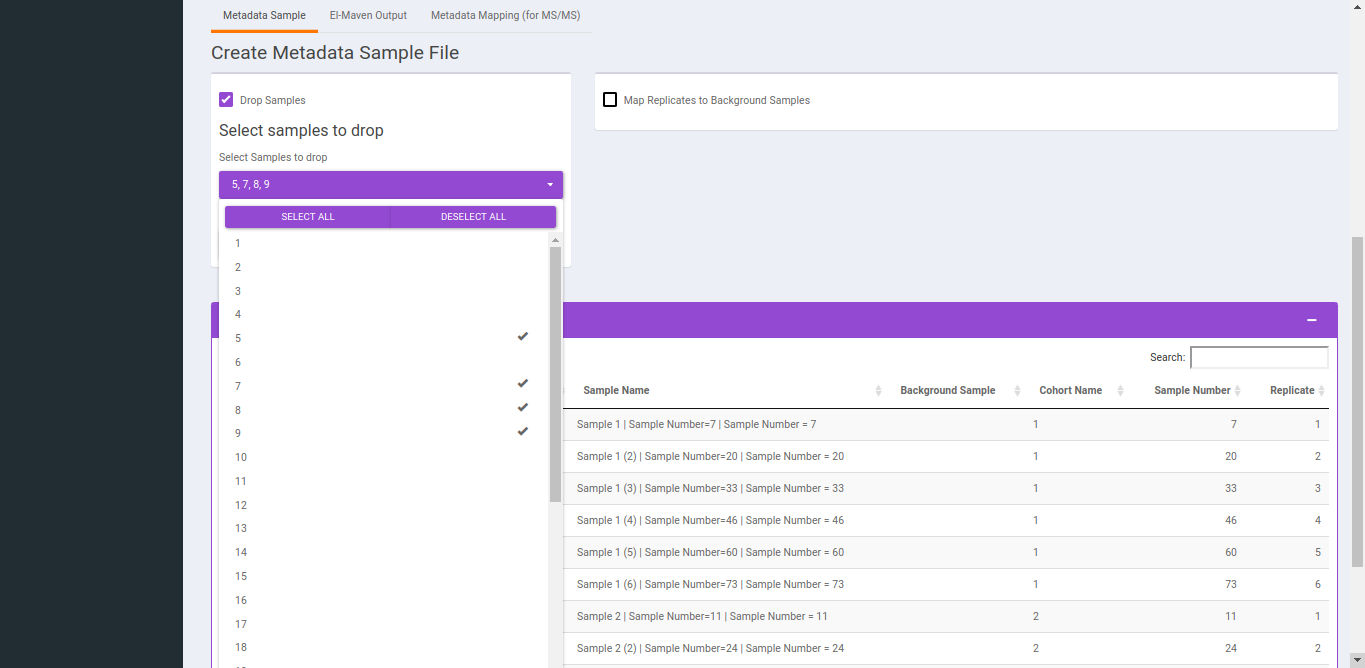 Drop Samples option