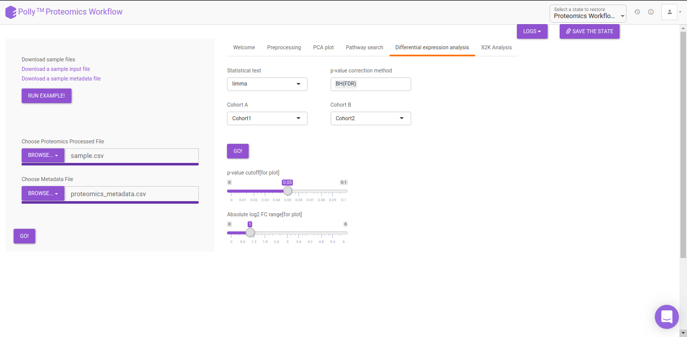 Differential Expression Analysis Tab