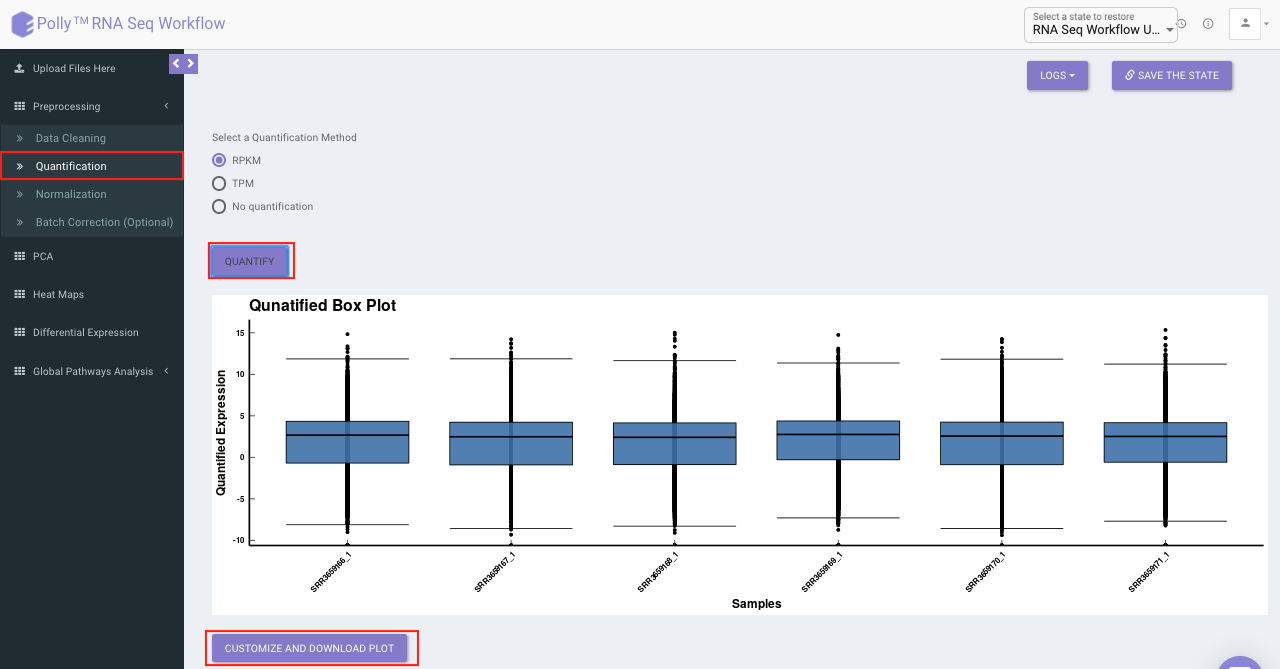 Quantification interface
