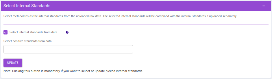 Selecting internal standards from the data